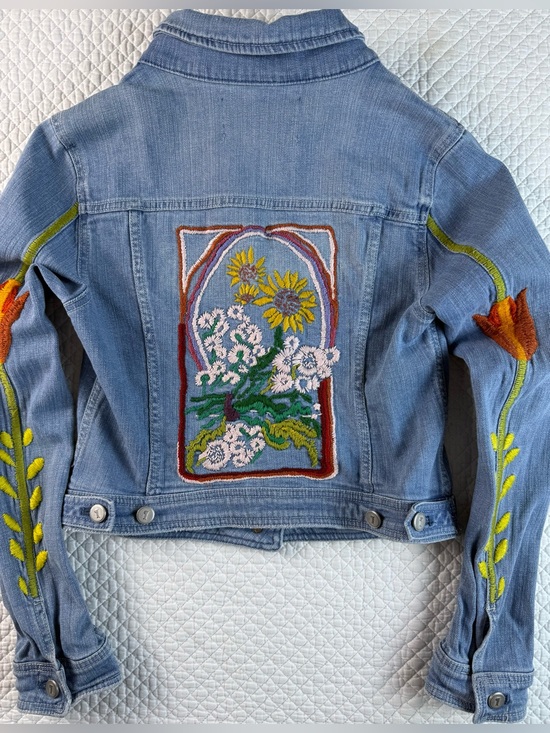 Pilcro and the Letterpress Jackets & Blazers - Pilcro Anthropologie Embroidered Floral Denim Jacket Size Small